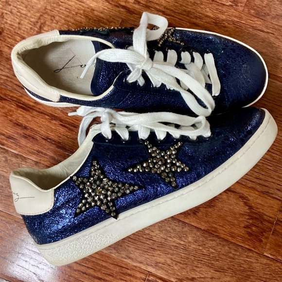 Anthropologie Lola Cruz Metallic Star Sneakers - Picture 1 of 13